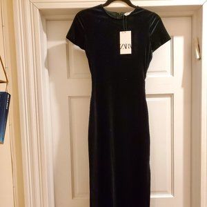 NEW 2021 Season ZARA Velvet Midi Dress XS